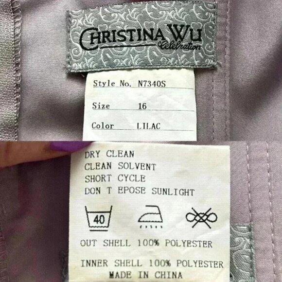 Christina Wu Dress Sheer Chiffon Sleeveless A-line Flowy Lilac Purple Gown 16 - Picture 8 of 16